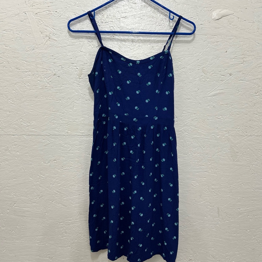 Old Navy Navy Blue Floral Cami Dress with Turquoise Accents